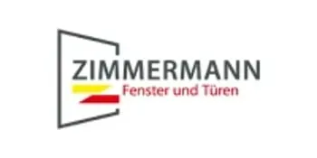 Logo von Zimmermann Fenster und Türen mit einem stilisierten Fensterrahmen und gelb-roten Streifen.